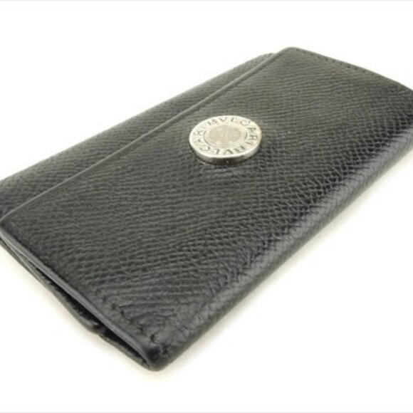 Bvlgari Key case Key holder Black leather Woman unisex Authentic Used P827 - Picture 3 of 8